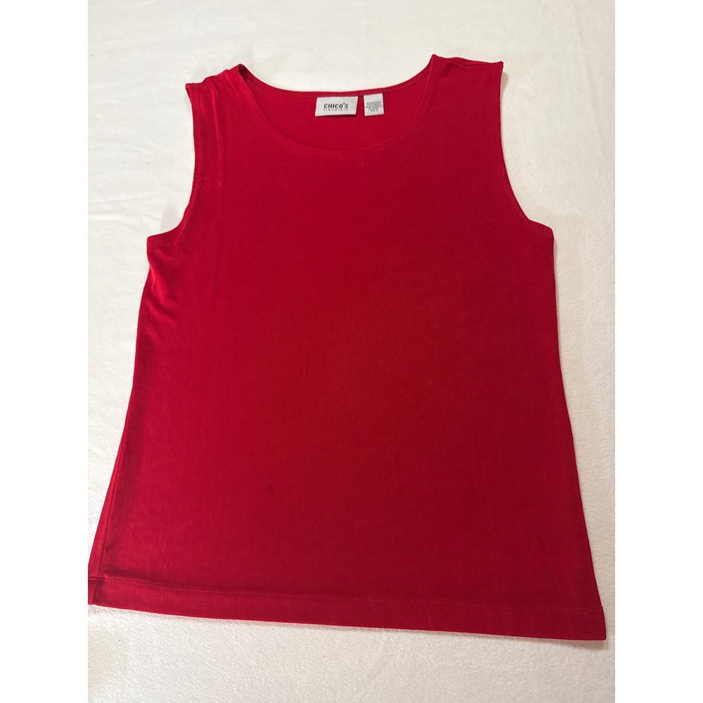 Chico's Red Ribbed Sleeveless Tank Top Women's Size 2